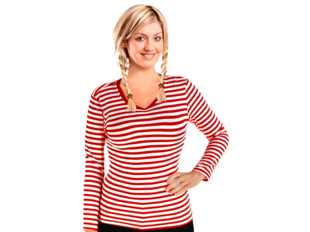 Ringelshirt Damen V-Neck langarm mit Stretch