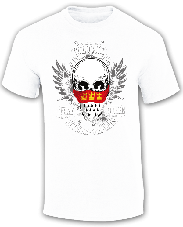 Herren T-Shirt Totenkopf Cologne weiß