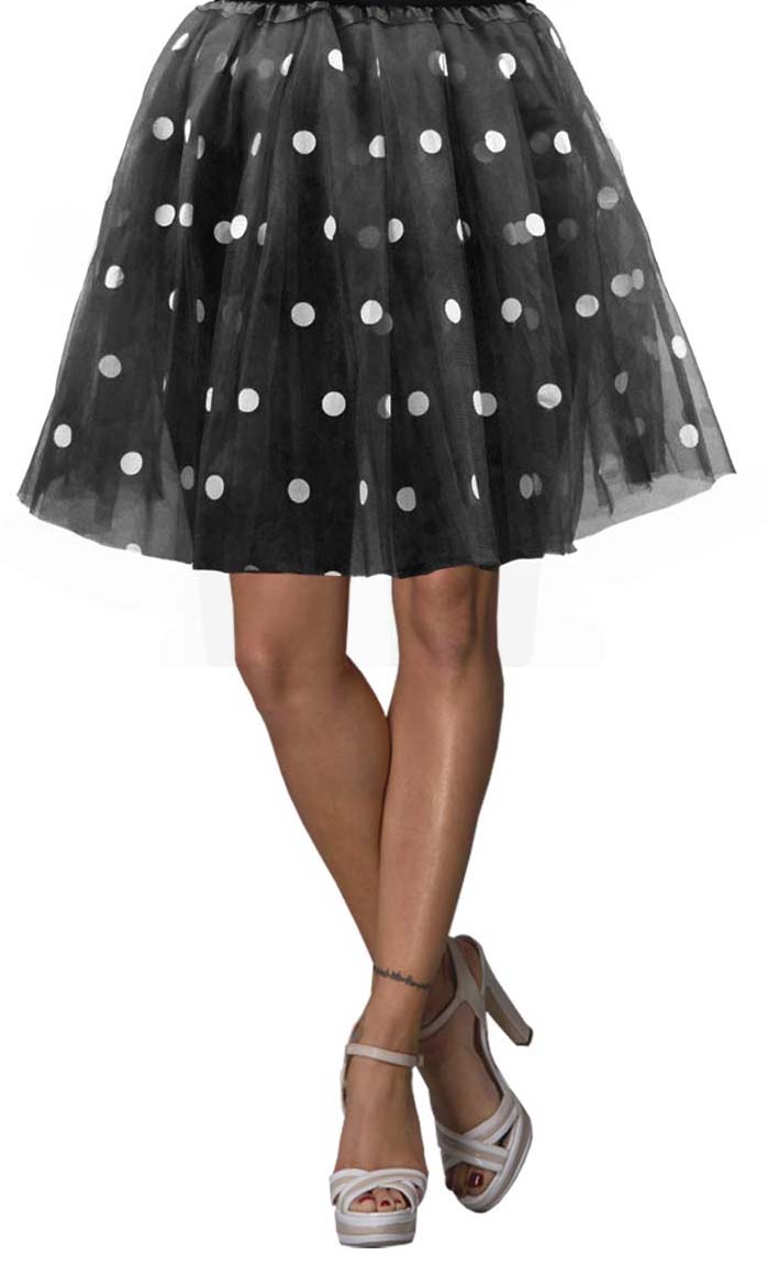 Damen Petticoat gepunktet, schwarz-weiß