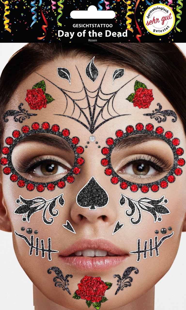 Gesichts-Tattoo Day of the Dead Rosen