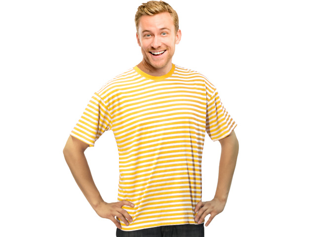 Ringelshirt kurzarm mit Stretch gelb-weiß Gr. 2XL