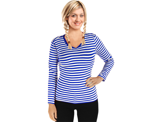 Ringelshirt Damen V-Neck langarm mit Stretch