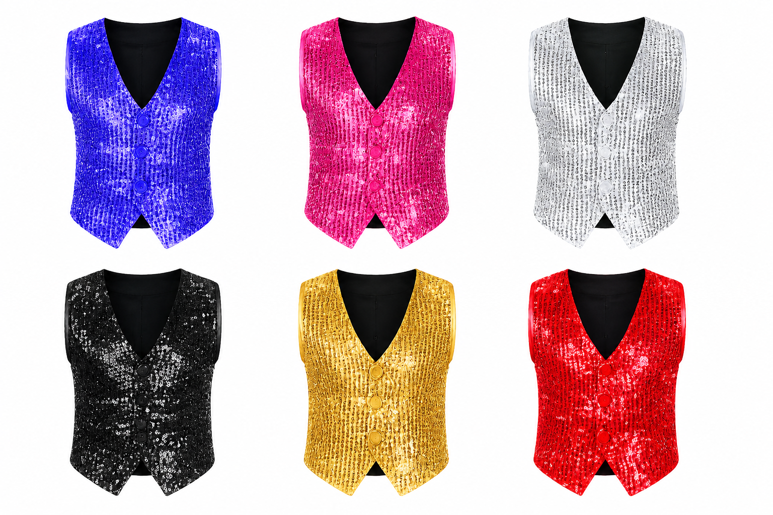 Paillettenweste Unisex | Glitzer Weste für Karneval, Party & Bühne | XS-3XL